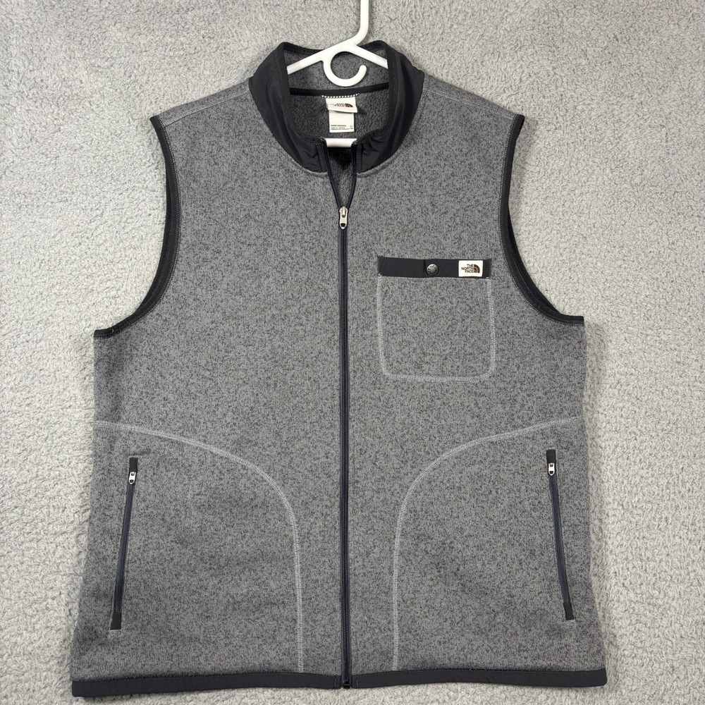 The North Face Vest Mens XL Gray Gordon Lyons Sweater Fleece Full Zip Pockets